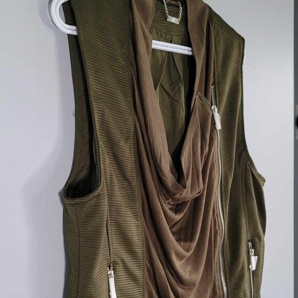 Kardashian Kollection Y2K Drape front green Biker Vest BNWT - Picture 7 of 8